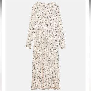 Zara Off White Black Polkadot Long Sleeve Dress